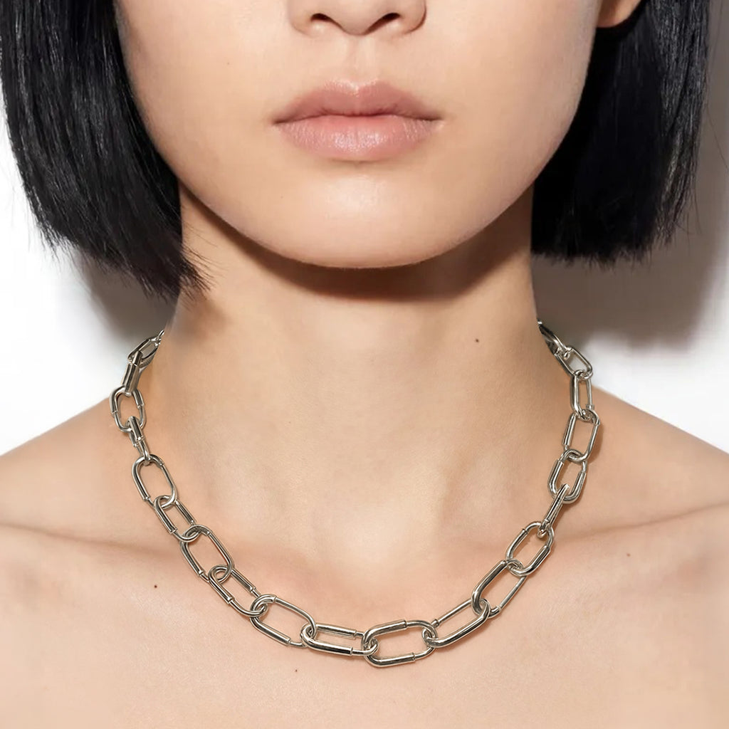 COMO NECKLACE SMALL LINKS | WHITE GOLD